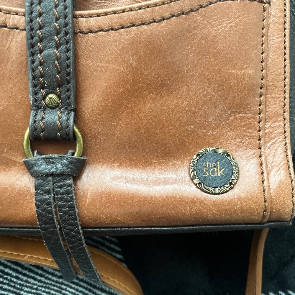 The Sak Leather Crossbody Satchel Bag Purse Brown - Picture 5 of 6